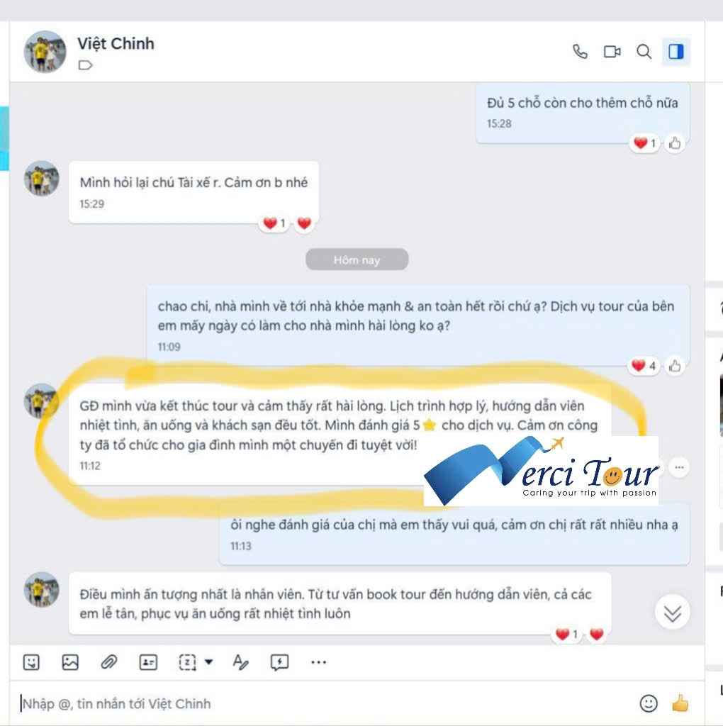 Khách đánh giá công ty du lịch Merci uy tín Khách đánh giá công ty du lịch Merci uy tín